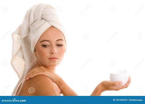 Woman Applying Body Cream Royalty Free Stock Photos Image