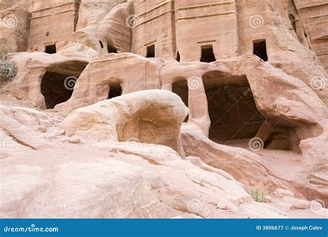 Closeup Of Ancient Homes In Petra Jordan Stock Image Image Of Marvel