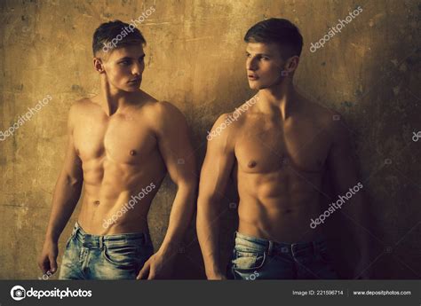 Men Twins Posing With Strong Naked Torso Stock Photo By Tverdohlib Com