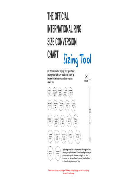 Ring Size Chart 7 Free Templates In Pdf Word Excel Download
