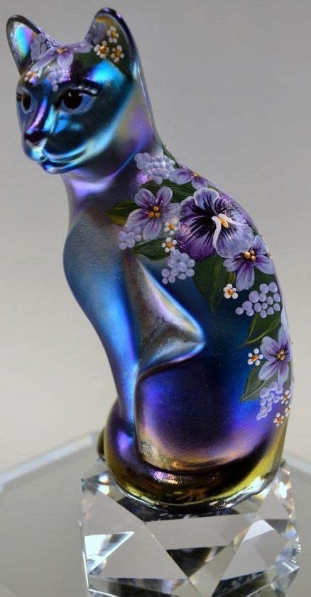 Glass Cat Figurine Art And Collectibles Glass Sculptures And Figurines