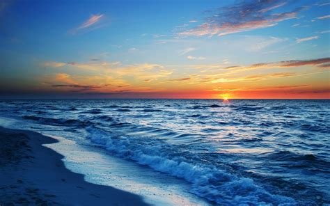 Free Download Sunset Ocean Beach Sea Waves Wallpaper 1920x1200 11944