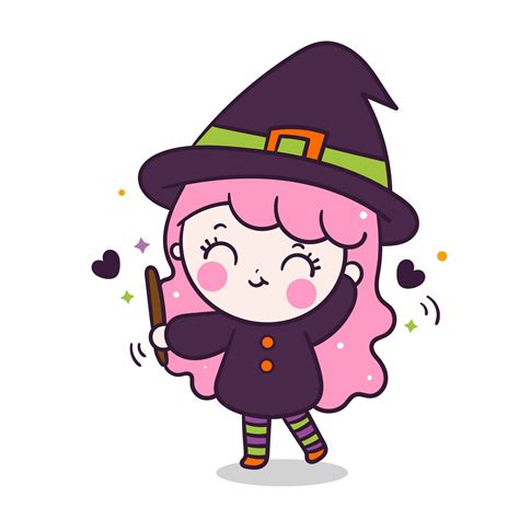 Cute Halloween Girl With Kawaii Witch Cartoon Trick Or Treat 683971