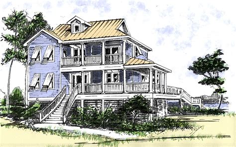 Beach House Plan With Two Story Great Room 13034fl Architectural