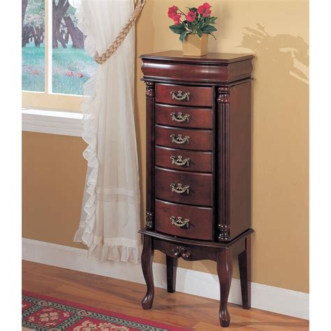 Jewelry Armoire Cabinet Storage Chest Box Stand Organizer Necklace Wood