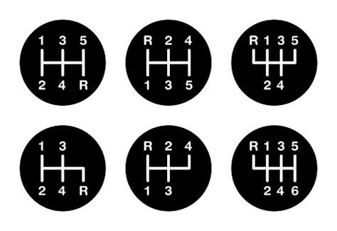 Six Different Gear Stick Shift Patterns Stock Illustration Download