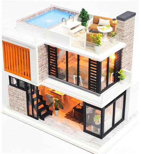1 24 Diy Miniature Dollhouse Kit Modern House In Florence Etsy Uk
