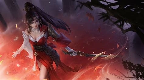 2560x1440 Anime Girl Warrior With Sword 4k 1440p Resolution Hd 4k