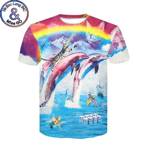 Been shopping hawaiian shirt store for several years. Funny 3D Cat Dolphin Print T shirt Men Women 2018 Summer ...