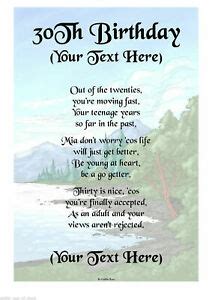 Wishing you a great birthday to remember for the coming. Personalised A4 / A5 30th Birthday Poem Scroll Gift ...