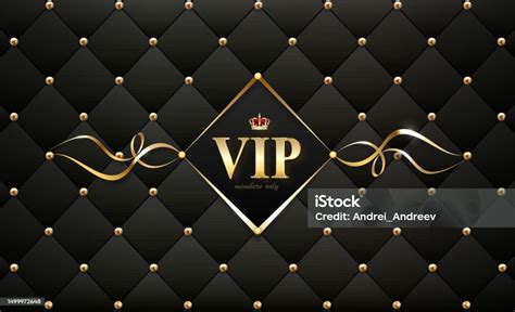 Vip Abstract Quilted Background Diamonds And Golden Letters With Crown