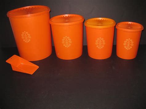 Retro Vintage Tupperware Canister Set 9 Pc Orange By Theretrolife