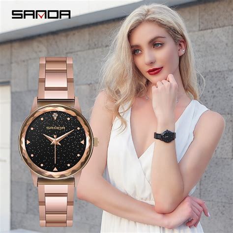 sanda luxury brand lady crystal watch magnet buckle women dress watch fashion quartz watch