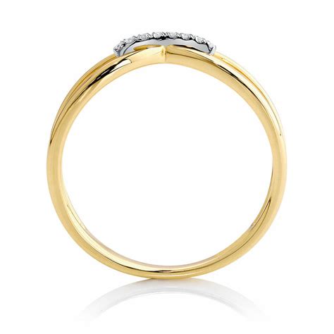 Ring With Diamonds In 10ct Yellow And White Gold
