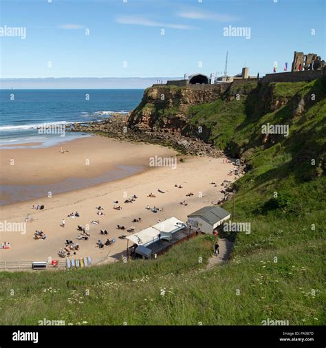 King Edwards Bay At Tynemouth In England Tynemouth Priory And Castle