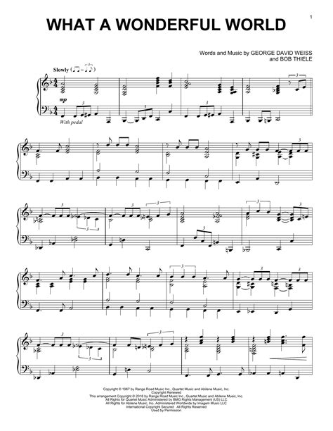 Louis Armstrong What A Wonderful World Sheet Music