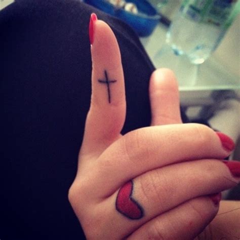 Cross Heart Finger Tattoos Tattoos Pinterest