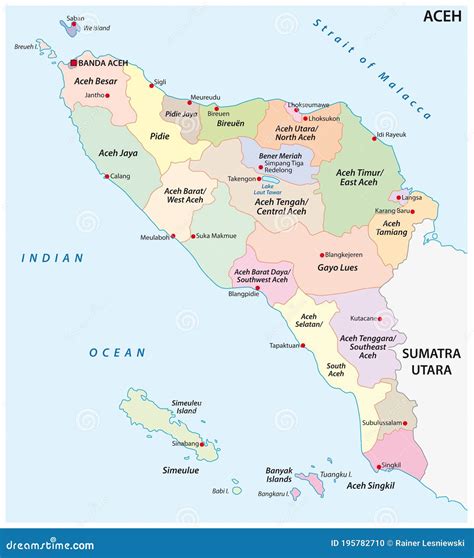 Mapa Vector Administrativo De La Provincia Indonesia De Aceh Sumatra