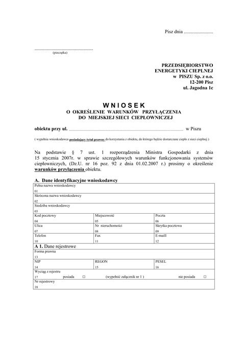 Wniosek o przyłączenie do sieci ciepłowniczej