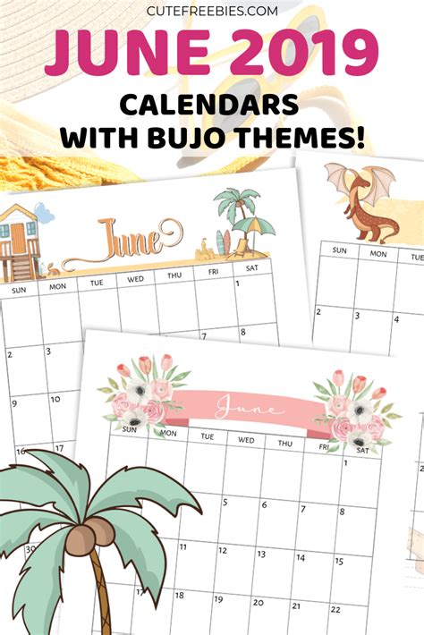 June 2019 Calendar Printable Bullet Journal Themes June 2019 Calendar