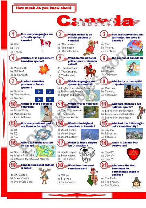 English Esl Canada Worksheets Most Downloaded 59 Results Canada