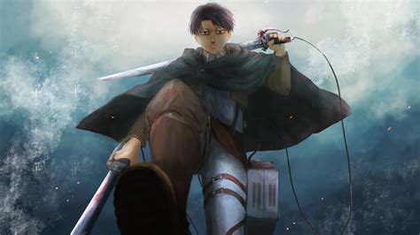 Collection by another account • last updated 2 days ago. Attack On Titan Levi Ackerman With Two Swords One Holding On Shoulder With Background Of Clouds ...