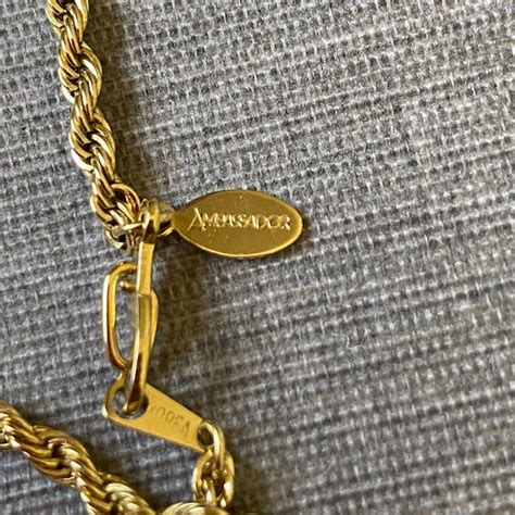 Gold Rope Chain Necklace Marked Ambassador Korea Per Gem