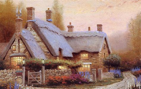 Summer Flowers House Painting Cottage Thomas Kinkade Kincaid For Section Hd