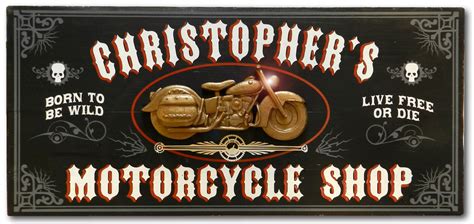 Personalized Vintage Motorcycle Shop Distressed Wood Sign Northwest Ts
