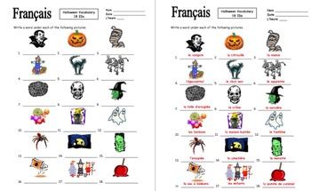 French Halloween Vocabulary 18 Images IDs by Sue Summers | TpT