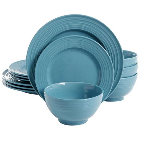 Gibson Home Plaza Cafe 12 Piece Teal Dinnerware Set 98599932M The