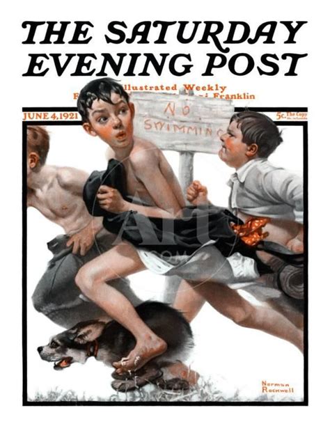 No Swimming Saturday Evening Post Cover June 41921 Giclee Print