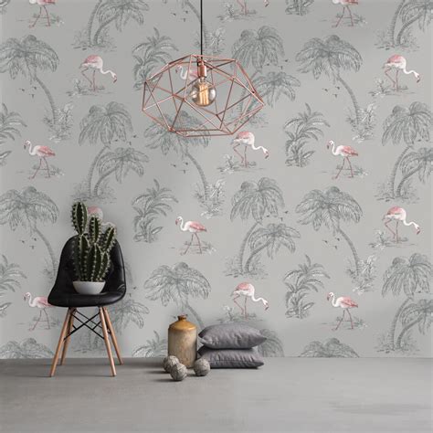 Our range of blue wallpaper consists of stunning prints, fun characters and gorgeous plain options, enabling you to bring your blue wallpaper. Holden Decor Flamingo Lake Grey/Coral Wallpaper - 12381