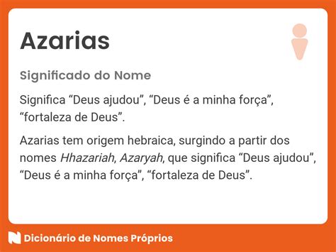 Significado do nome Azarias - Dicionário de Nomes Próprios