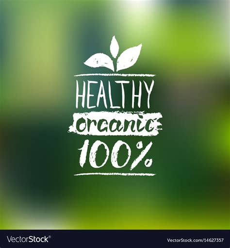 Healthy Organic Logo With Handwritten Royalty Free Vector