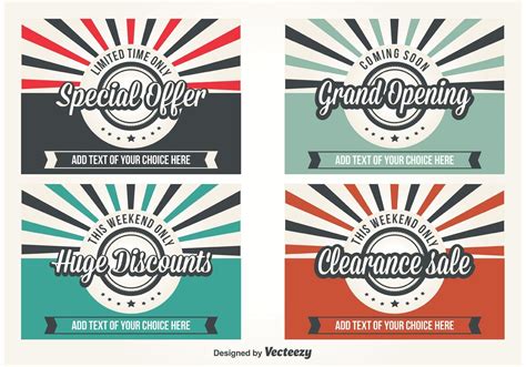 Promotional Retro Style Vector Labels 83241 Vector Art At Vecteezy