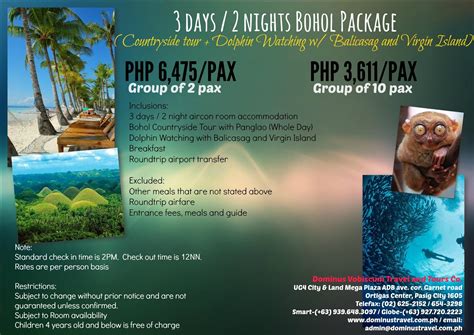 3 Days 2 Nights Bohol Package W Countryside Tour Dolphin Watching W Balicasag And Virgin