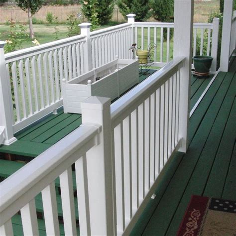 Top & bottom rails, 13 balusters (square or turned), 4 mounting brackets & screws, 1 foot block. This vinyl railing comes in a kit with easy-to-follow ...