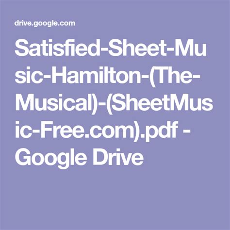 Satisfied Sheet Music Hamilton The Musical Sheetmusic Pdf
