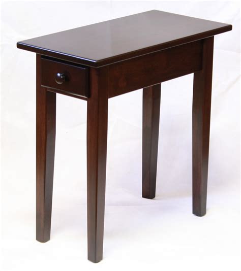 Narrow Cherry Shaker Chairside End Table With Drawer For Smaller Spaces