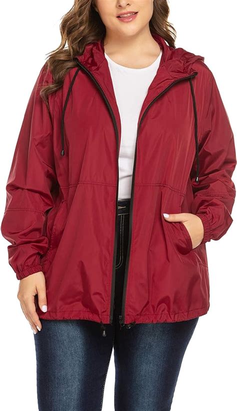 Involand Plus Size Rain Coat For Women Waterproof Jacket Hooded