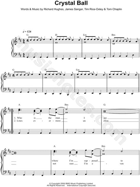 Keane Crystal Ball Sheet Music Easy Piano In D Major Download