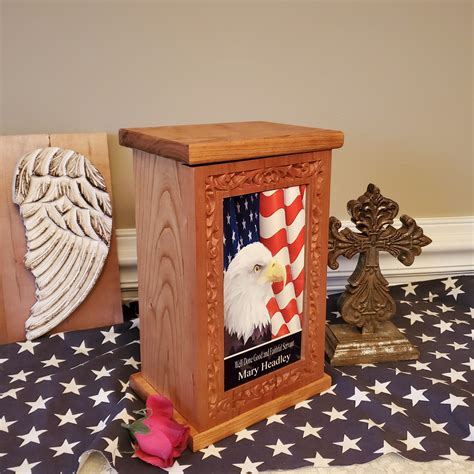American Flag And Bald Eagle Cremation Urn Patriotic Urn For Etsy