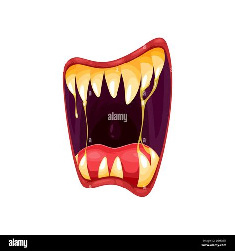 Monster Mouth Vector Icon Creepy Zombie Or Alien Jaws With Sharp Teeth