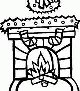 Fireplace Coloring Colouring Printable Christmas Fire Stocking sketch template