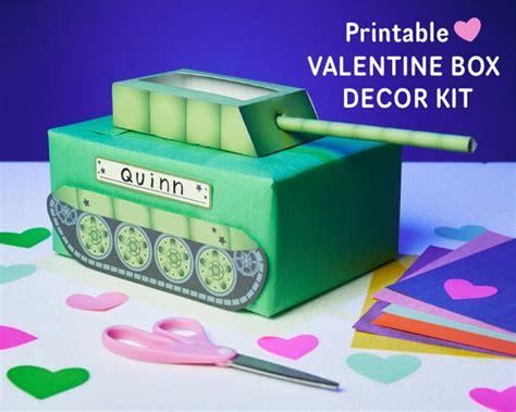 Tank Valentine Box Kit Diy Printable Box Decor Kit For Valentines