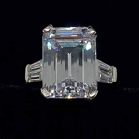 Large Fake Diamond Rings Celebrity Emerald Cut Engagement Ring