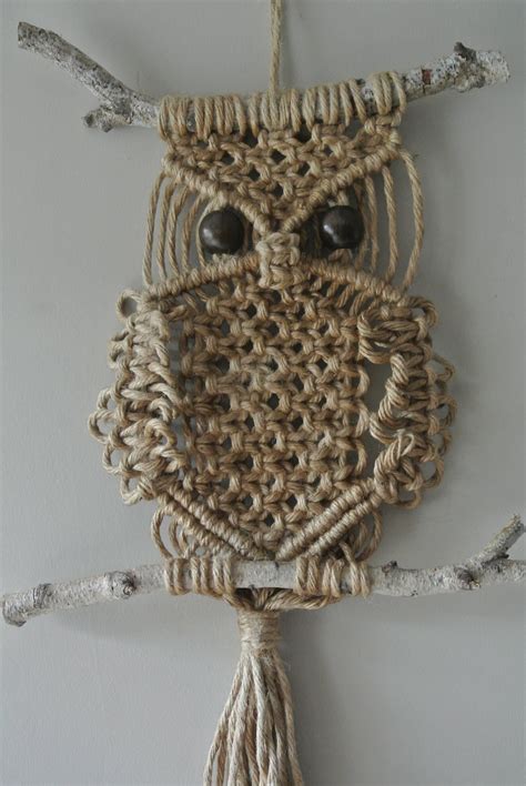 macrame jute natural owl wall hanging by roseliensmacrame on etsy macrame wall hanging diy