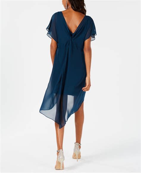 Adrianna Papell Chiffon Overlay A Line Dress In Blue Lyst