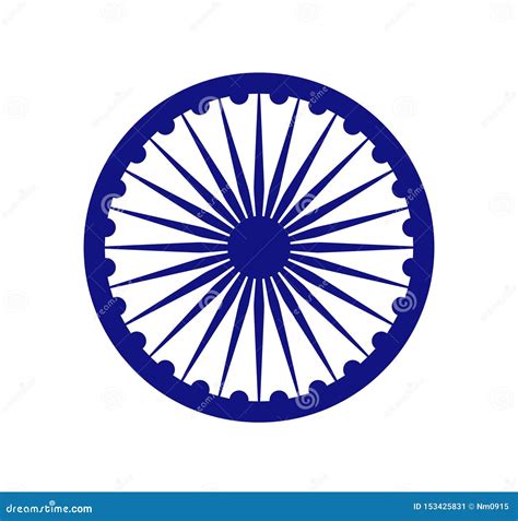 Ashoka Chakra Icon Isolated Sign National Symbol Of India Stock Vector Illustration Of